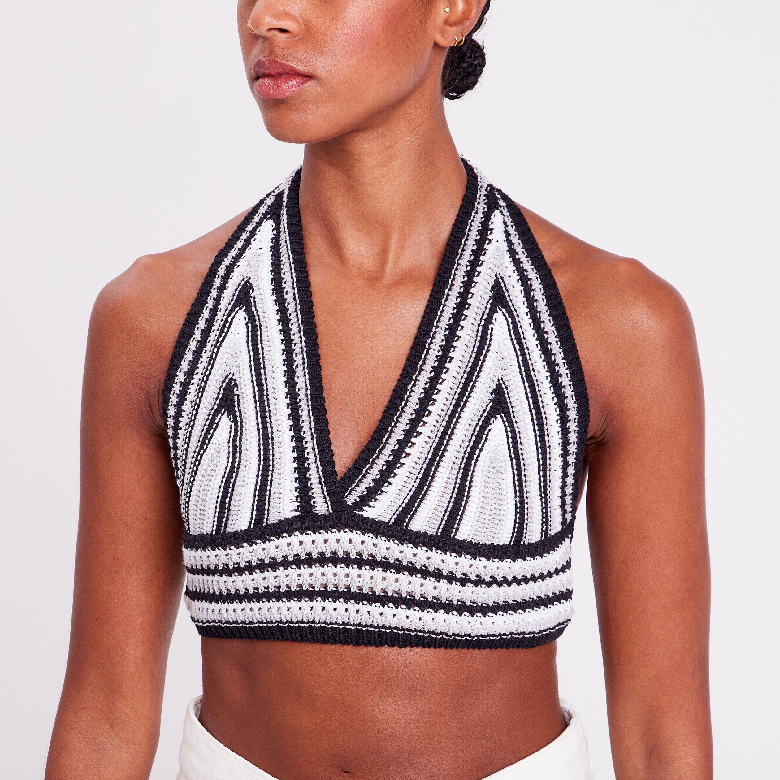 Crop top en crochet noir femme | Cache Cache