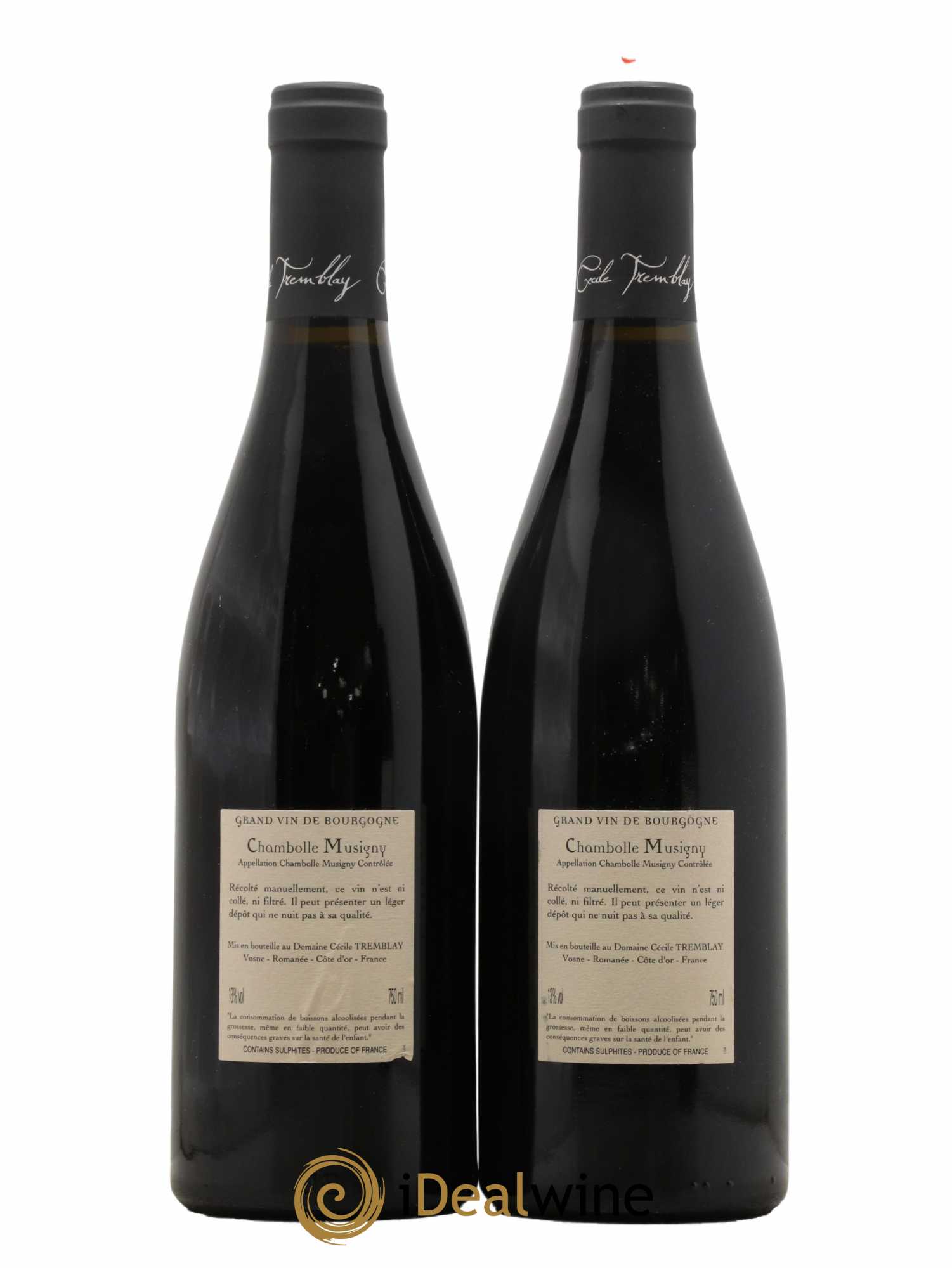 Chambolle-Musigny Les Cabottes Cécile Tremblay  2013 - Lot de 2 Bouteilles