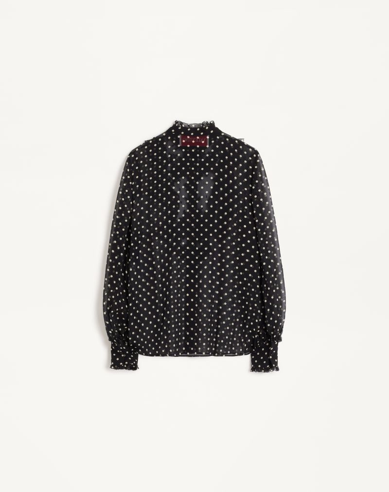 Plus-de-pois Georgette-skjorte med tryk