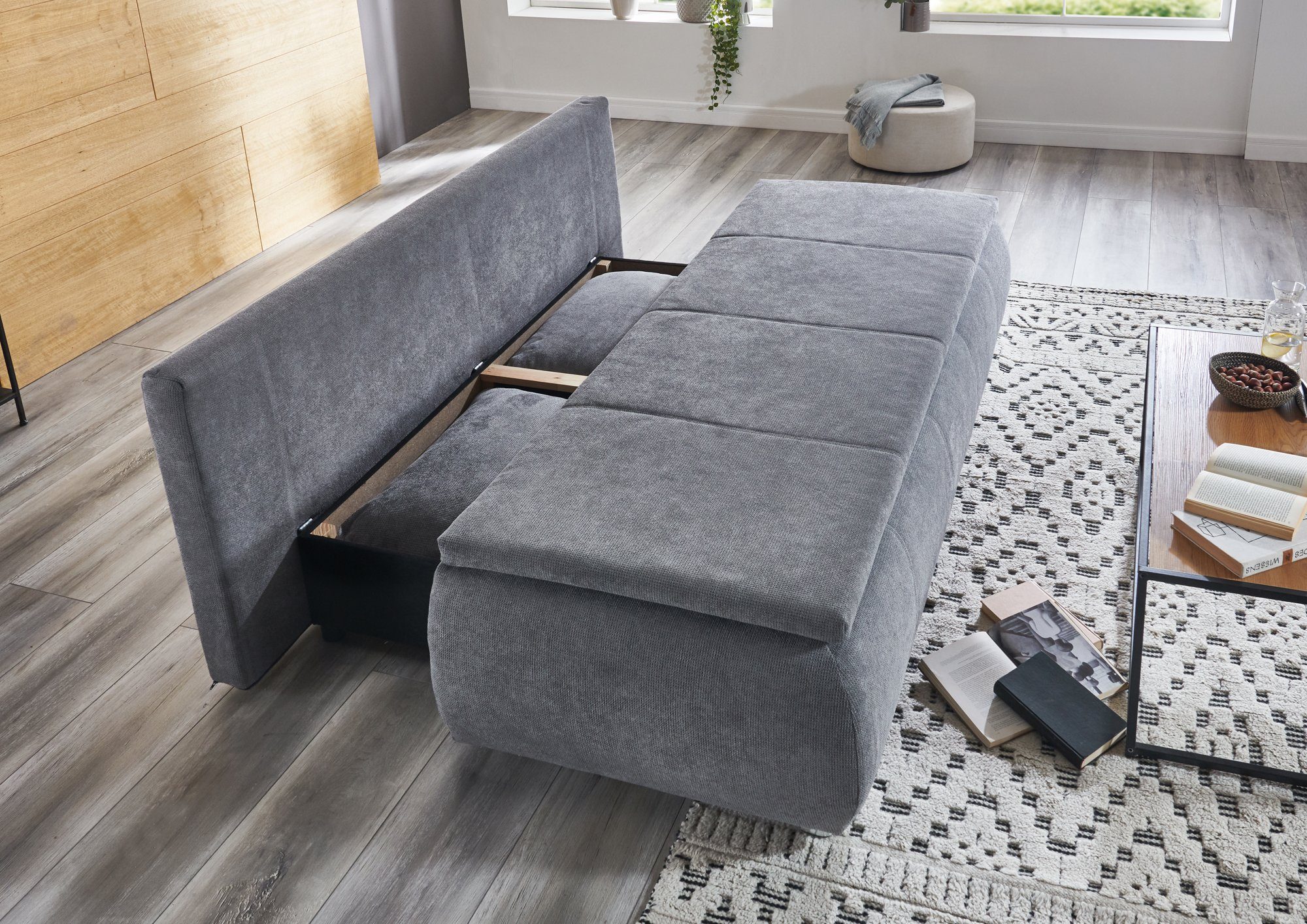 Matratzen Perfekt Schlafsofa Schlafsofa Vilnius, inklusive Topper (in Sitzfläche), großer Stauraum