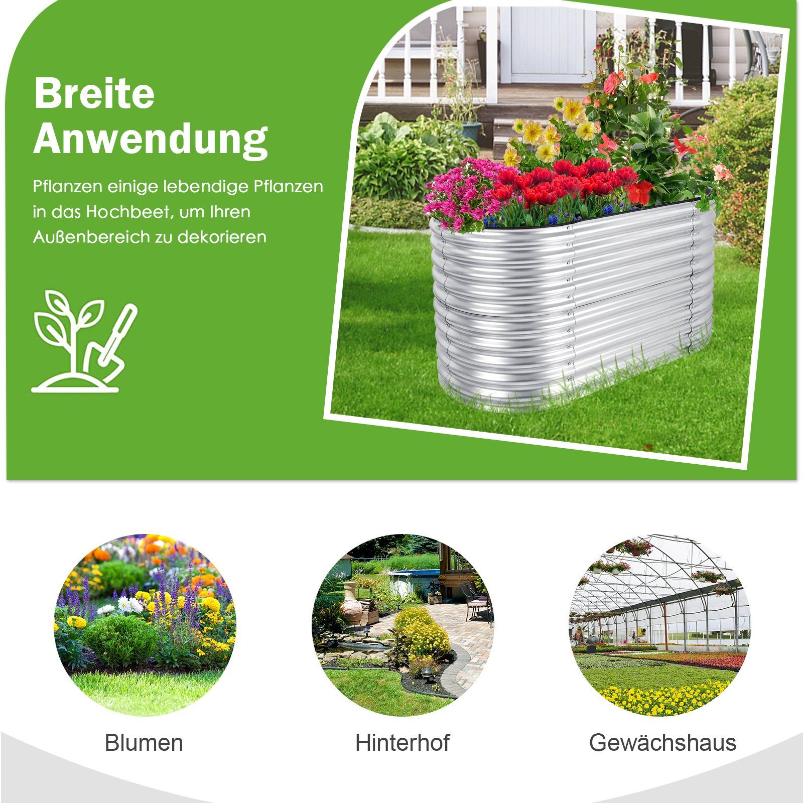 COSTWAY Hochbeet Pflanzkasten, mit offenem Boden, 157,5 x 80 x 81,5 cm