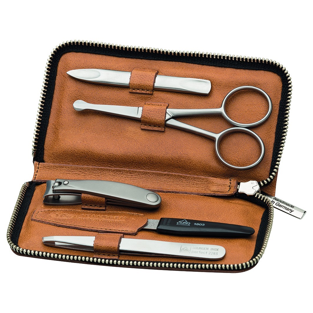 Maniküre Set Reißverschluss-Etui Serie 'Cognac'. 5-tlg.