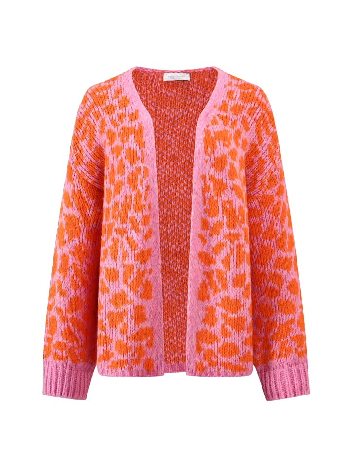 SASSYCLASSY Kurzer Cardigan mit Leo-Print in Rosa günstig kaufen
