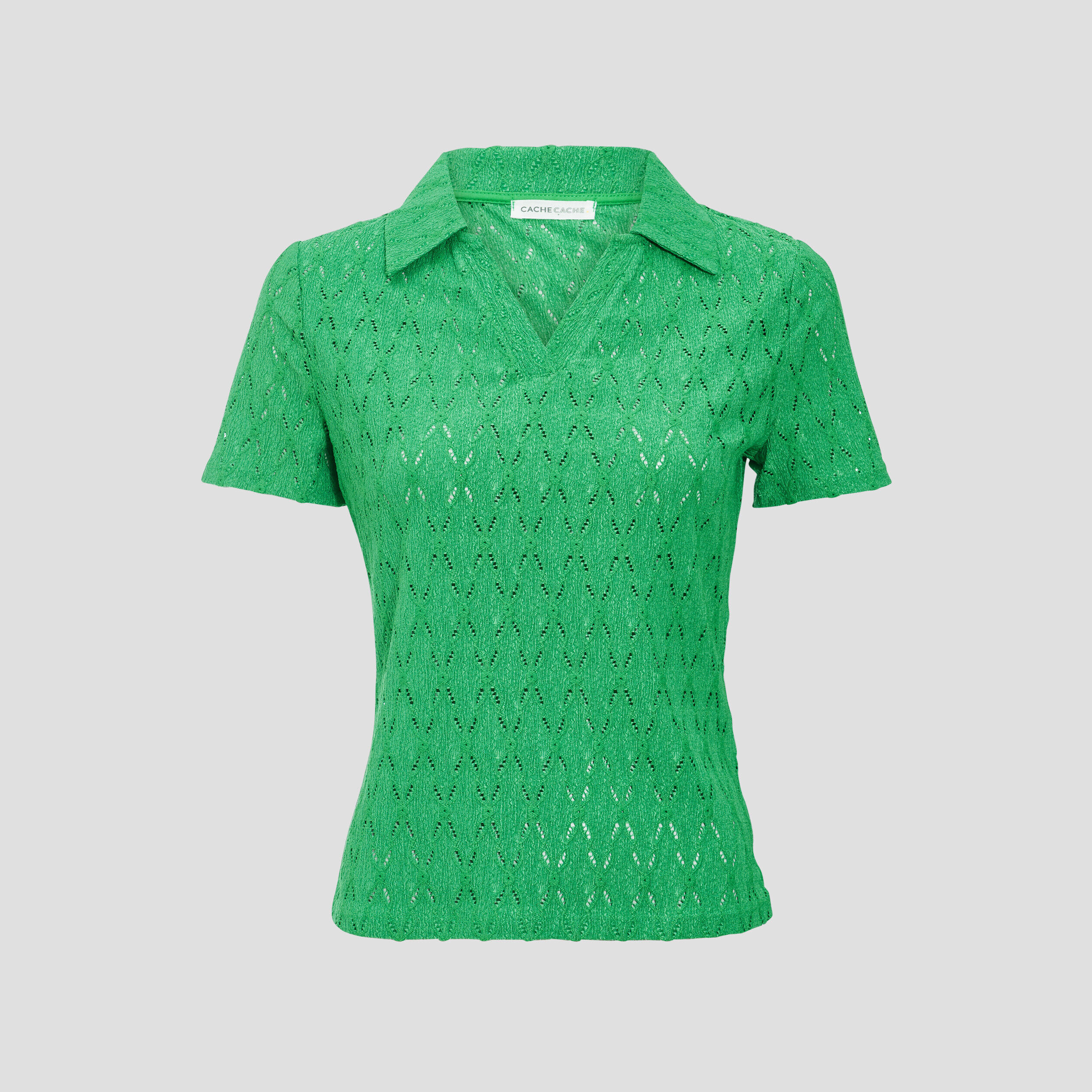 Polo manches courtes vert femme | Cache Cache