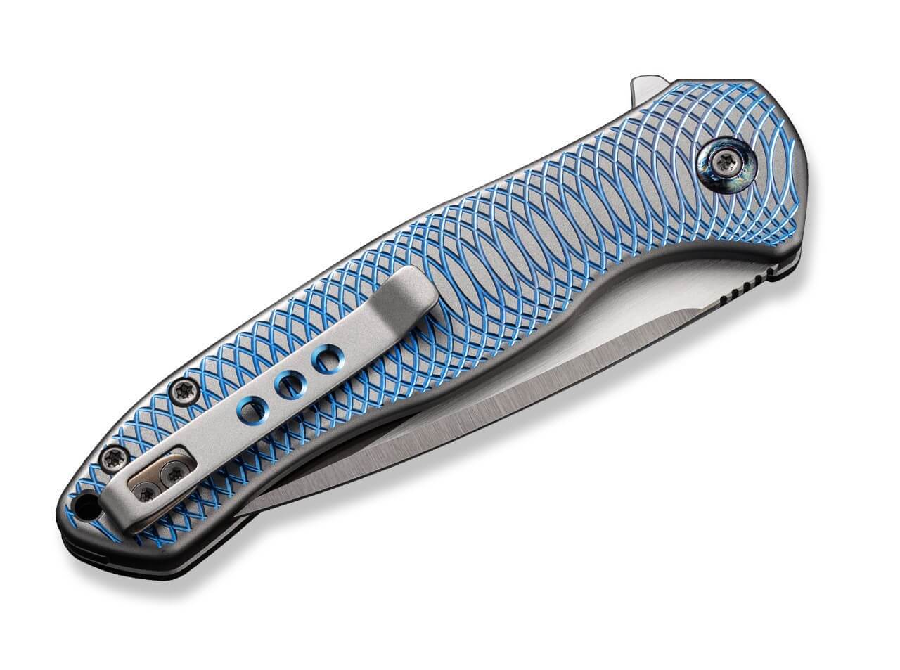 Button Lock Kitefin Titanium Satin Grey & Blue