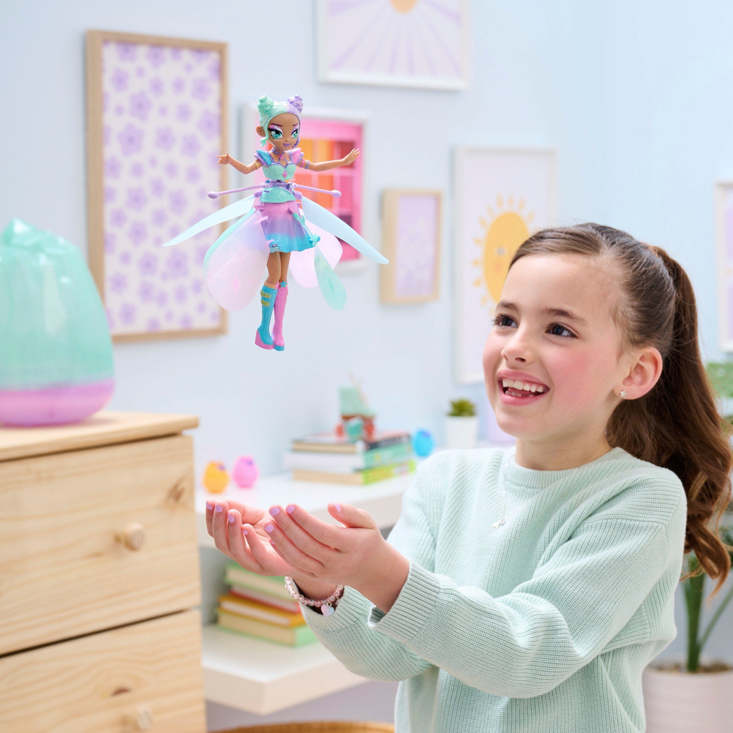 Spin Master Spielfigur Hatchimals, Crystal Flyers, Kawaii, die fliegende Fee