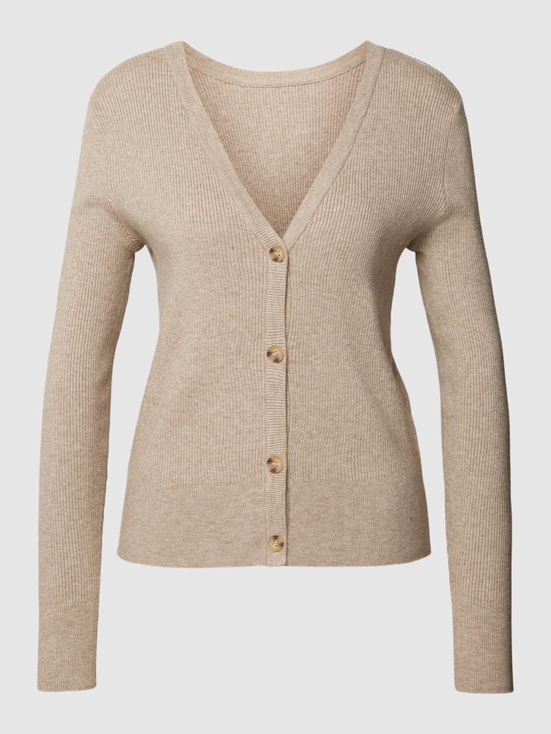 Cardigan mit V-Ausschnitt Modell 'COMFY' in mittelbraun