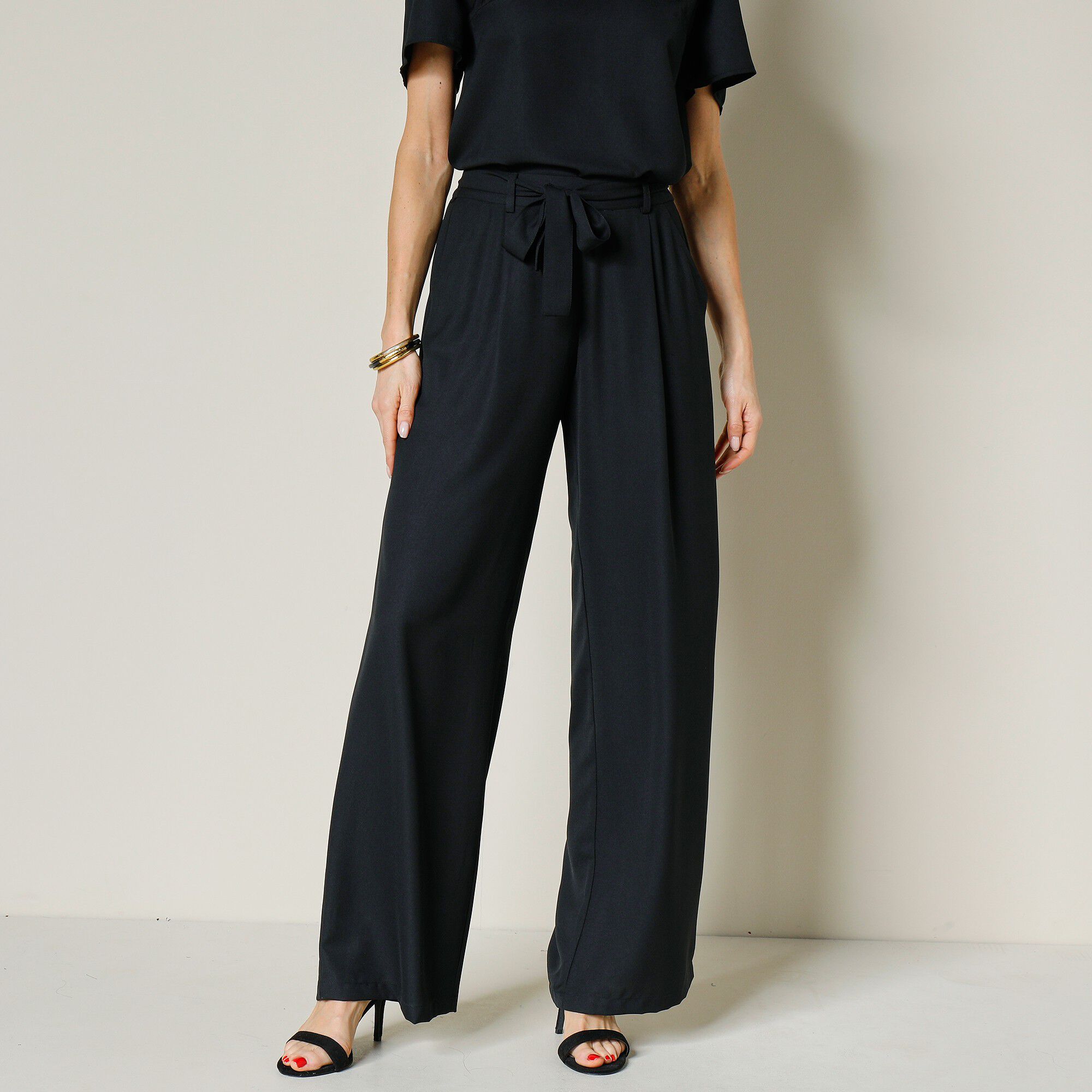 Pantalon uni large et fluide