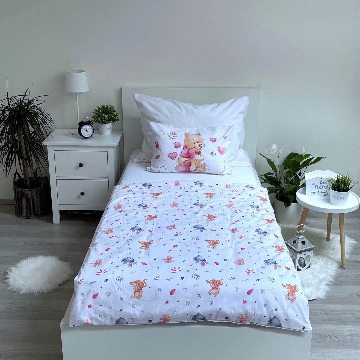 Babybettwäsche Winnie Pooh Kinder Bettwäsche Kopfkissen Bettdecke  100x135 cm,  Winnie Puuh, Renforcé, 2 teilig, 100% Baumwolle
