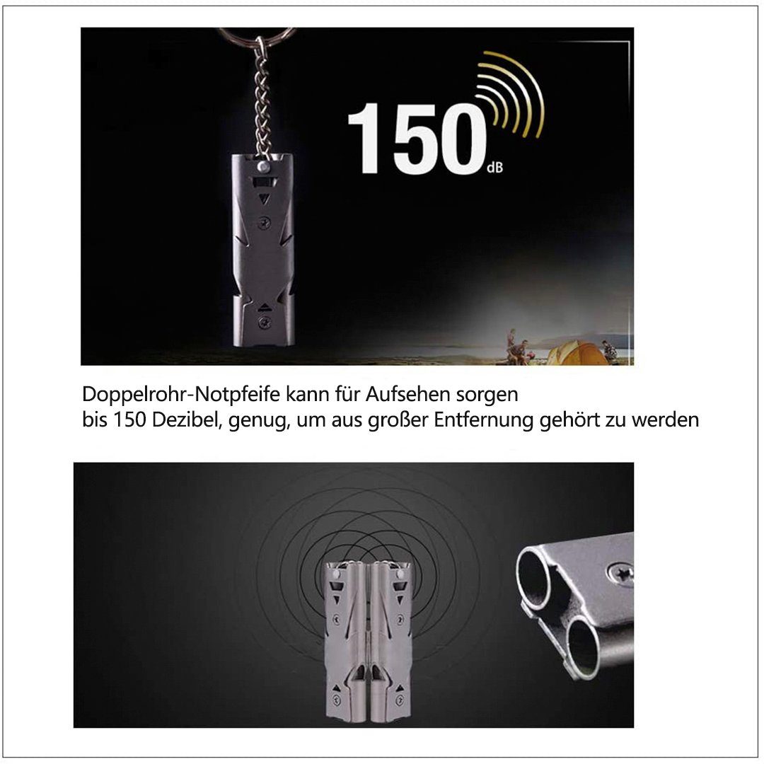 SOTOR Signalpfeife 2 Stück Notpfeife Signalpfeife 150dB Sport Whistle Trillerpfeife Laut, (2-St), Notfall Pfeife mit Schlüsselanhänger Sportunterricht