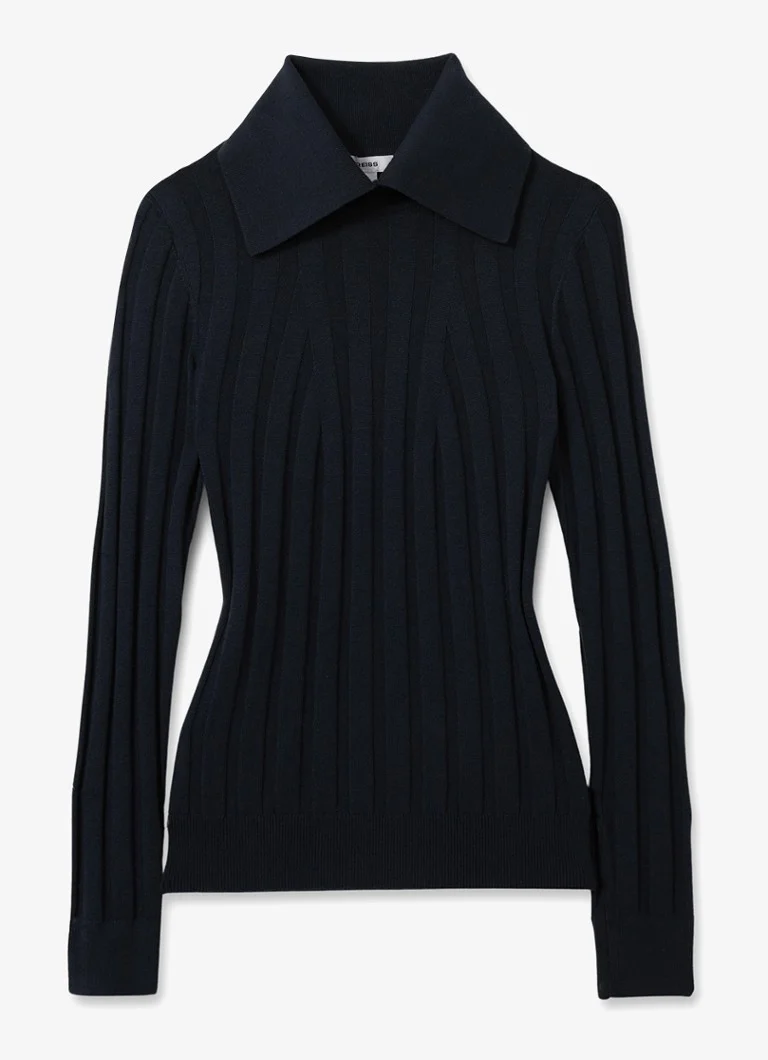 Reiss Winter fine-knit sweater in wool blend with ribbed structure