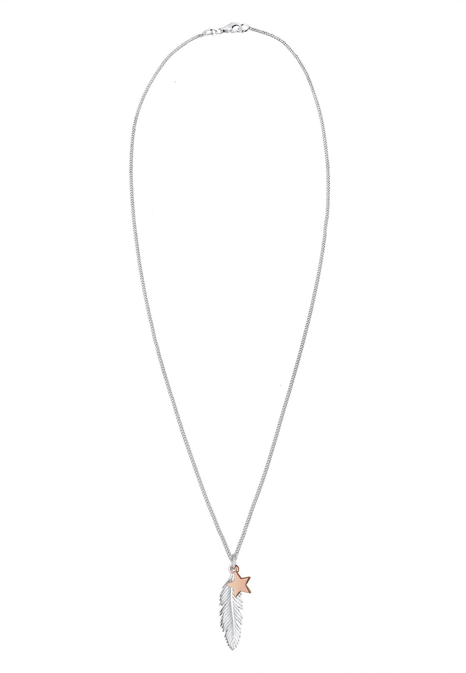 Ciondolo da donna Elli a forma di stella e piuma bicolore in argento sterling 925.