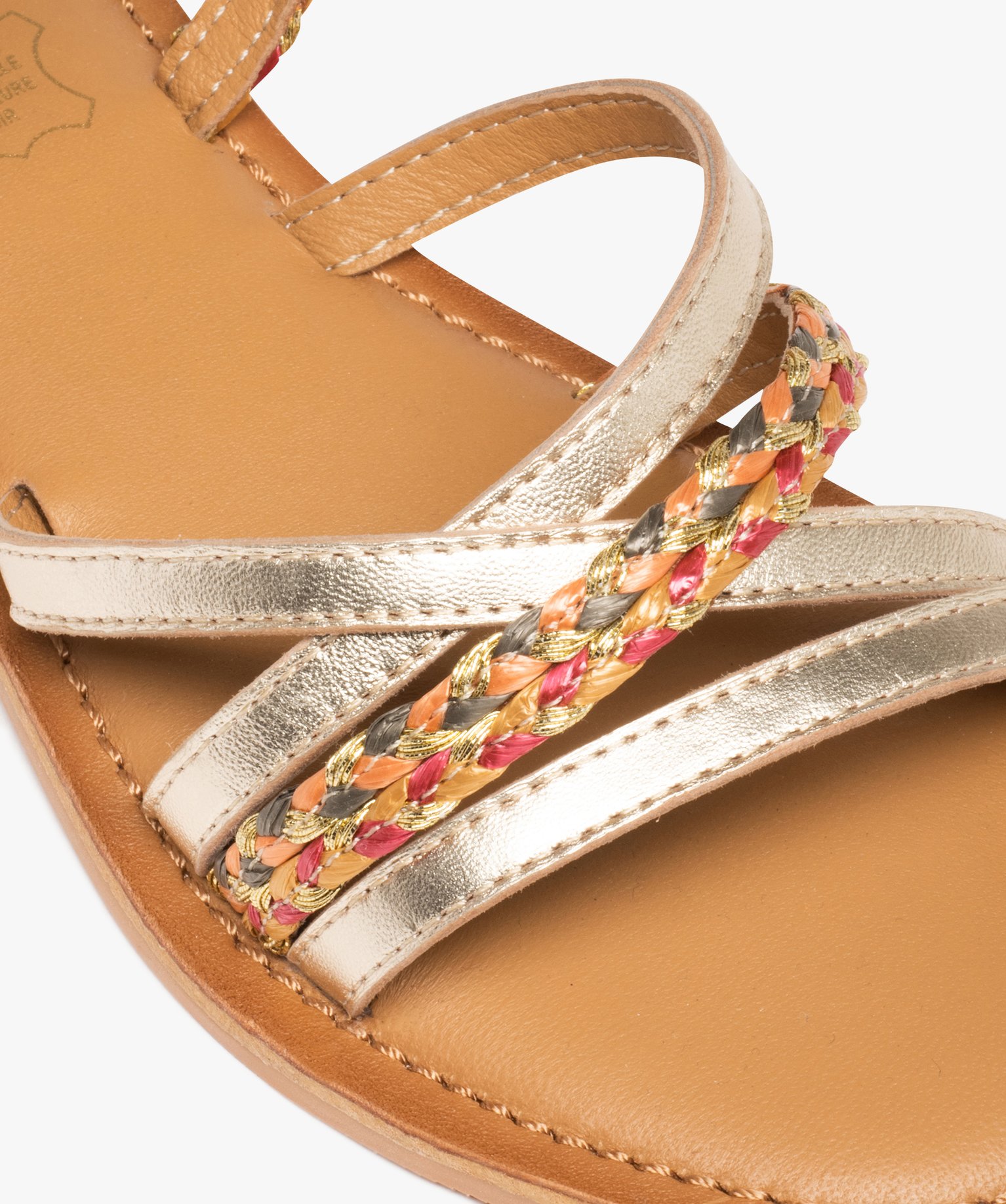 Sandales femme à brides métallisées en cuir - Tanéo or | GEMO