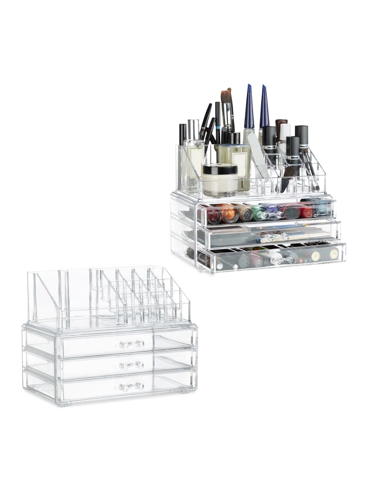 relaxdays 2x Makeup-Organizer in Transparent günstig kaufen onesize