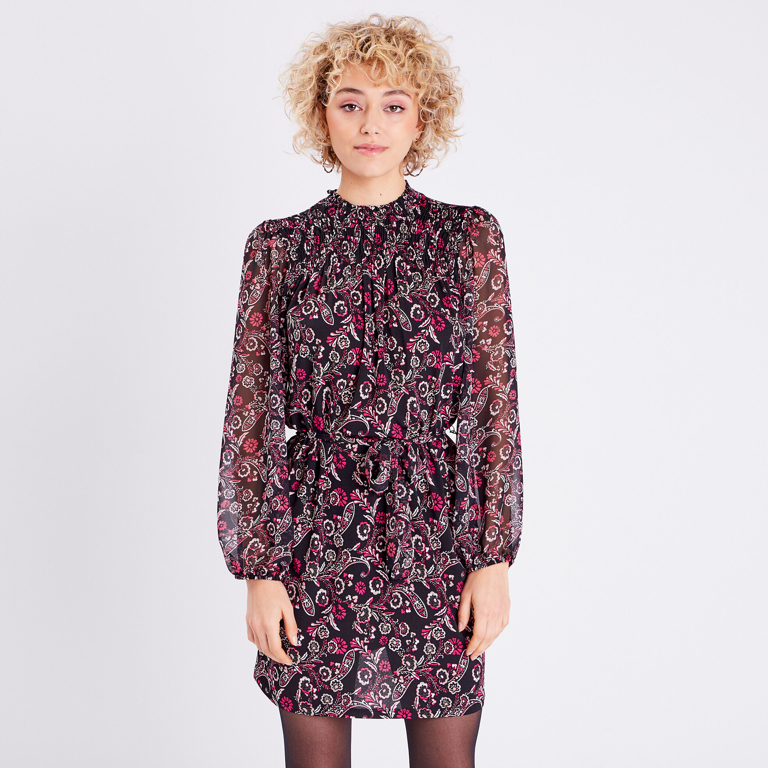 Robe droite manches 3/4 noir femme | Cache Cache
