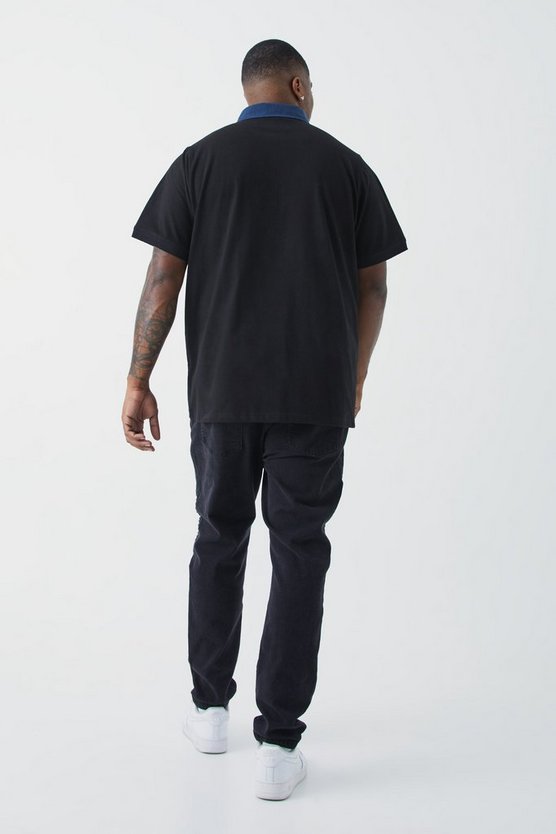Plus gestreiftes Colorblock Poloshirt