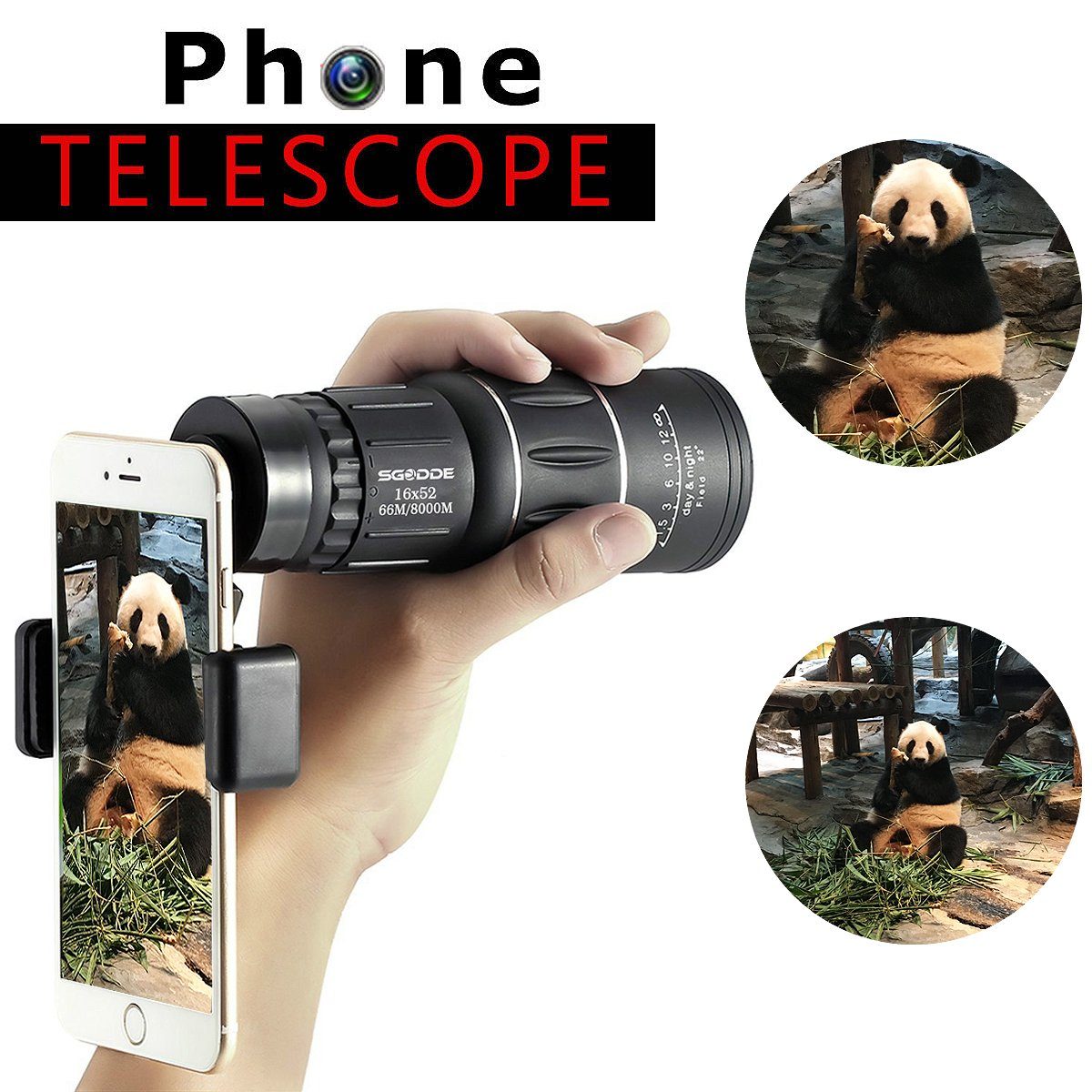 SGODDE Monocular Set für Smartphones für klare weite Sicht Monokular (weite klare Sicht, dank sofortiger Fokussierung, einfacher Aufbau)