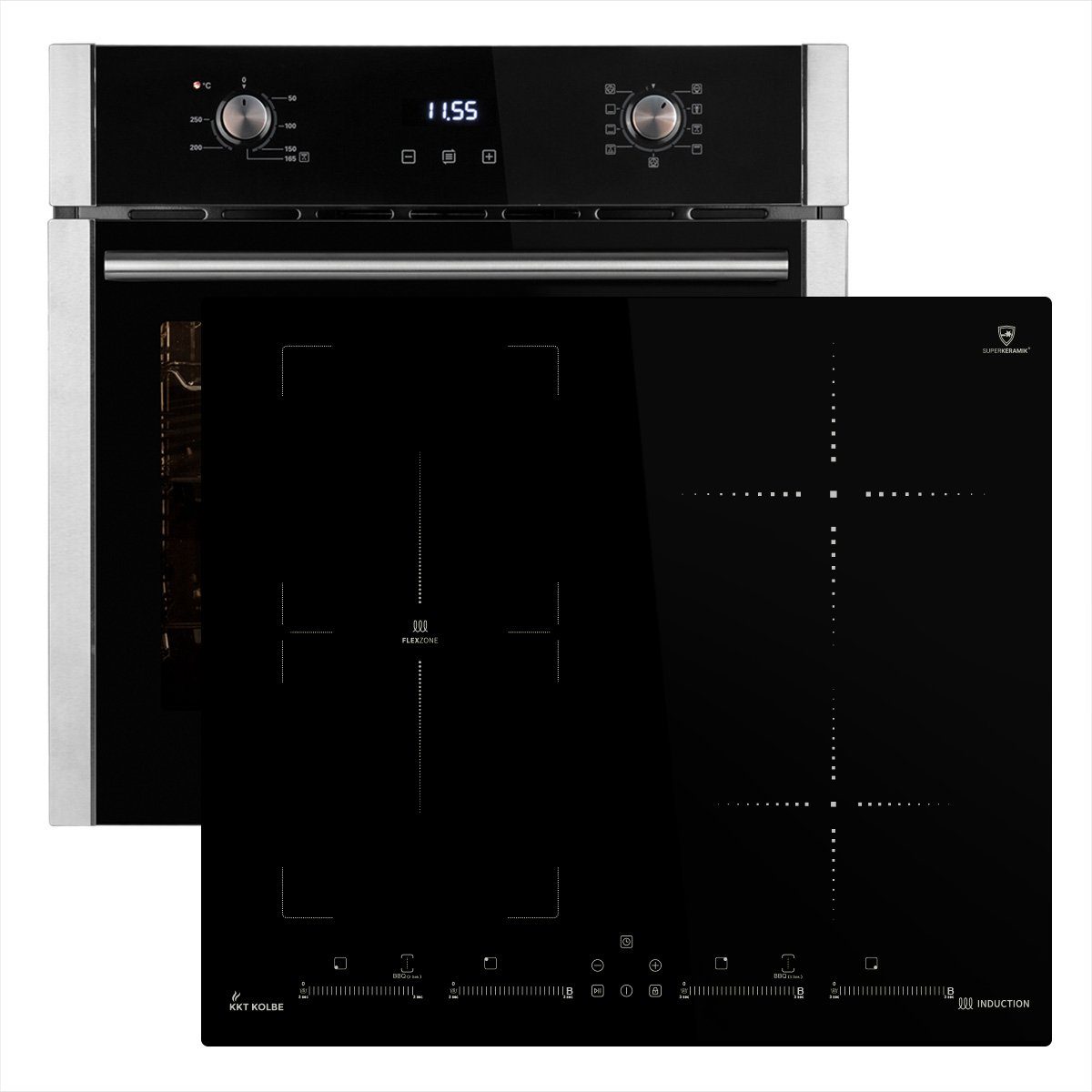 KKT KOLBE Backofen-Set KKT KOLBE Backofen und Induktionskochfeld SET80102FZ, mit 2-fach Teleskopauszug, 60cm Einbau-Backofen EB8010ED + 59cm Induktionskochfeld IND5901FZ