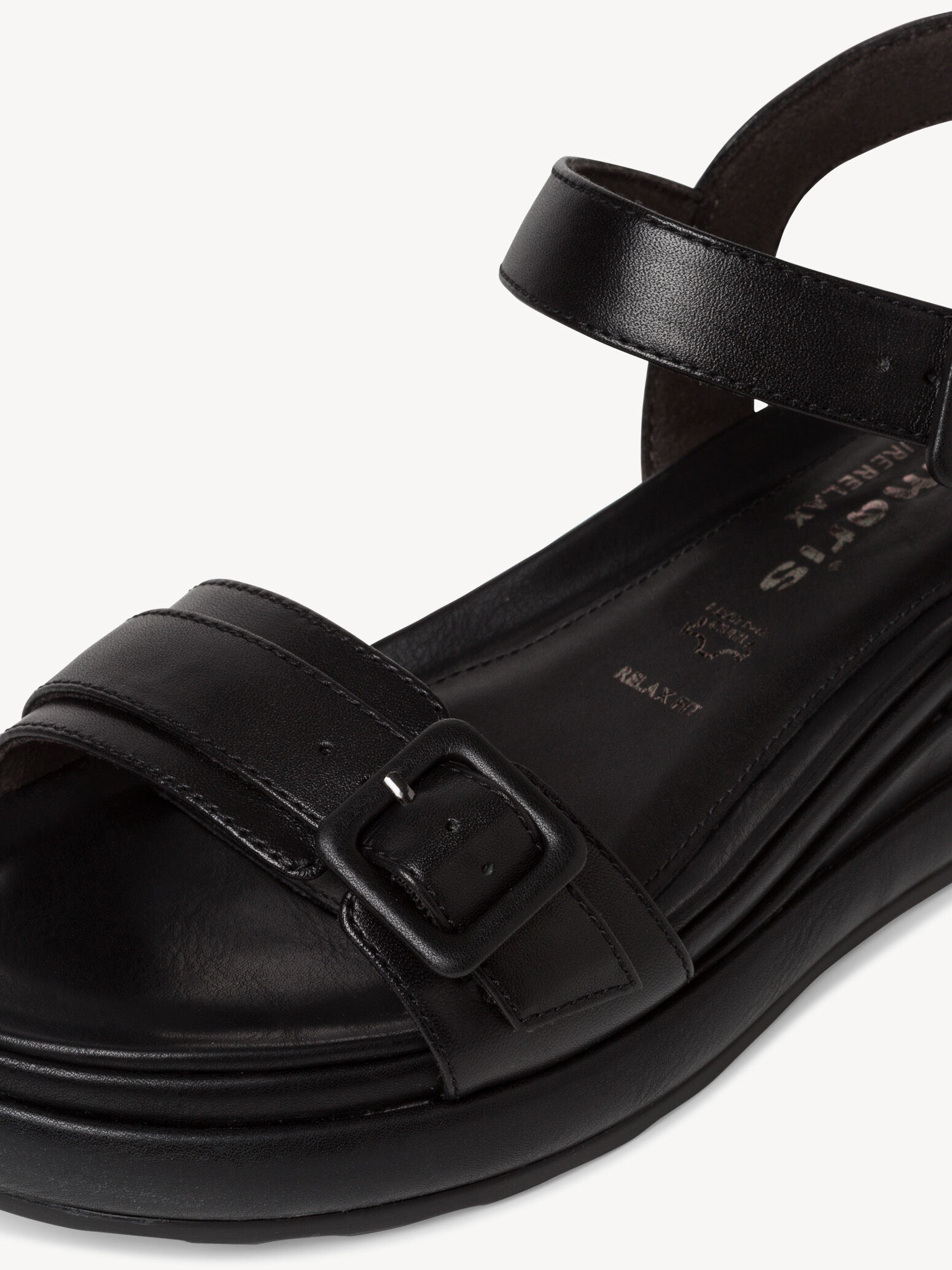 Sandale à talon en cuir - noir