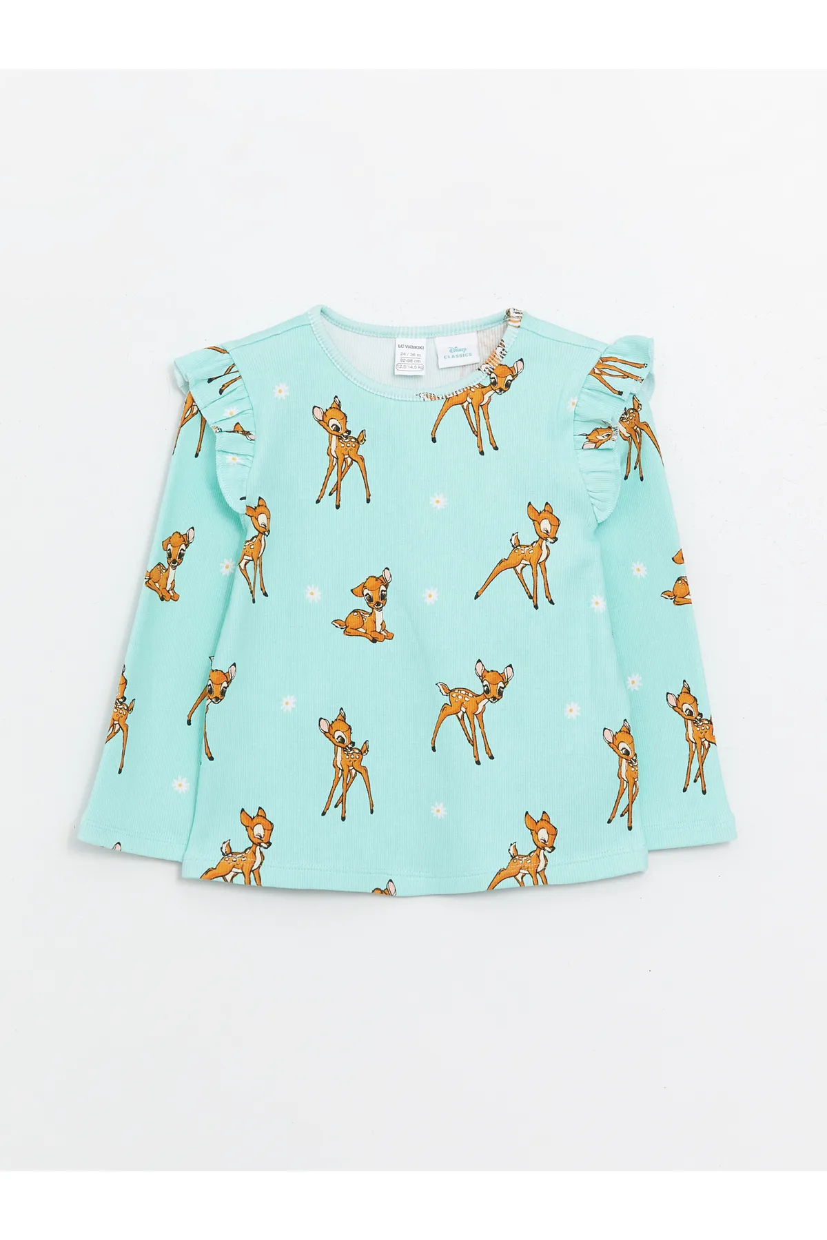 LC Waikiki  2-teiliges Set aus bedrucktem T-Shirt und Leggings für Babys mit Rundhalsausschnitt und Bambi-Motiv