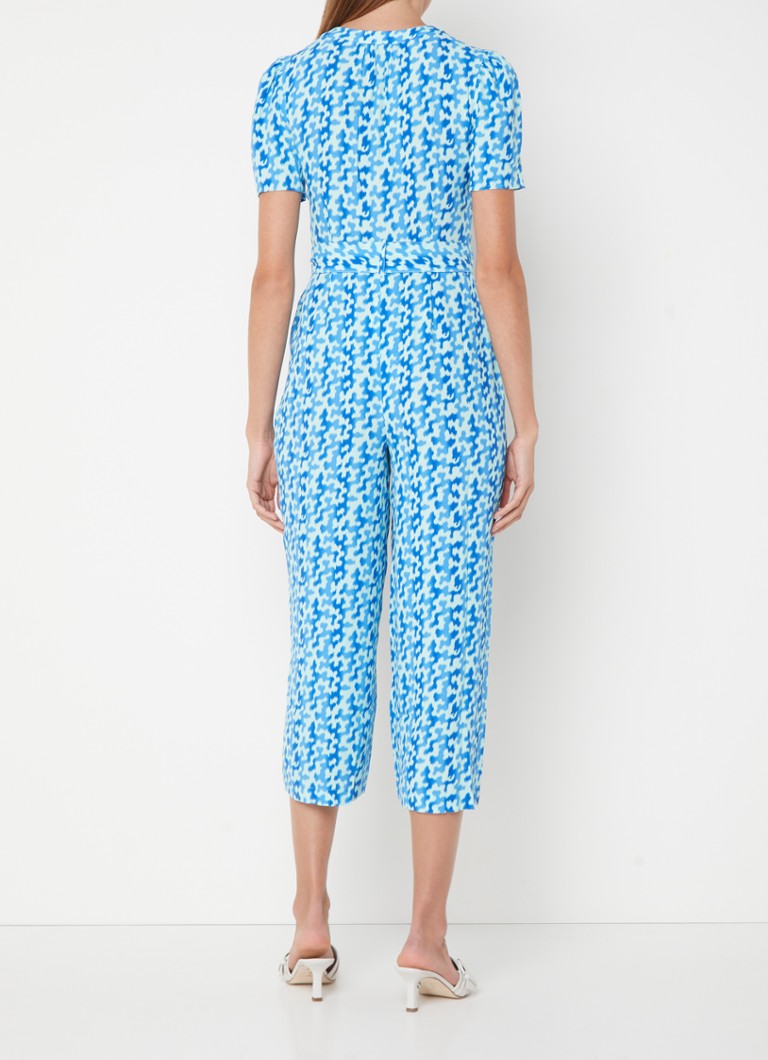 Whistles  Hazy straight fit cropped jumpsuit met print en strikceintuur