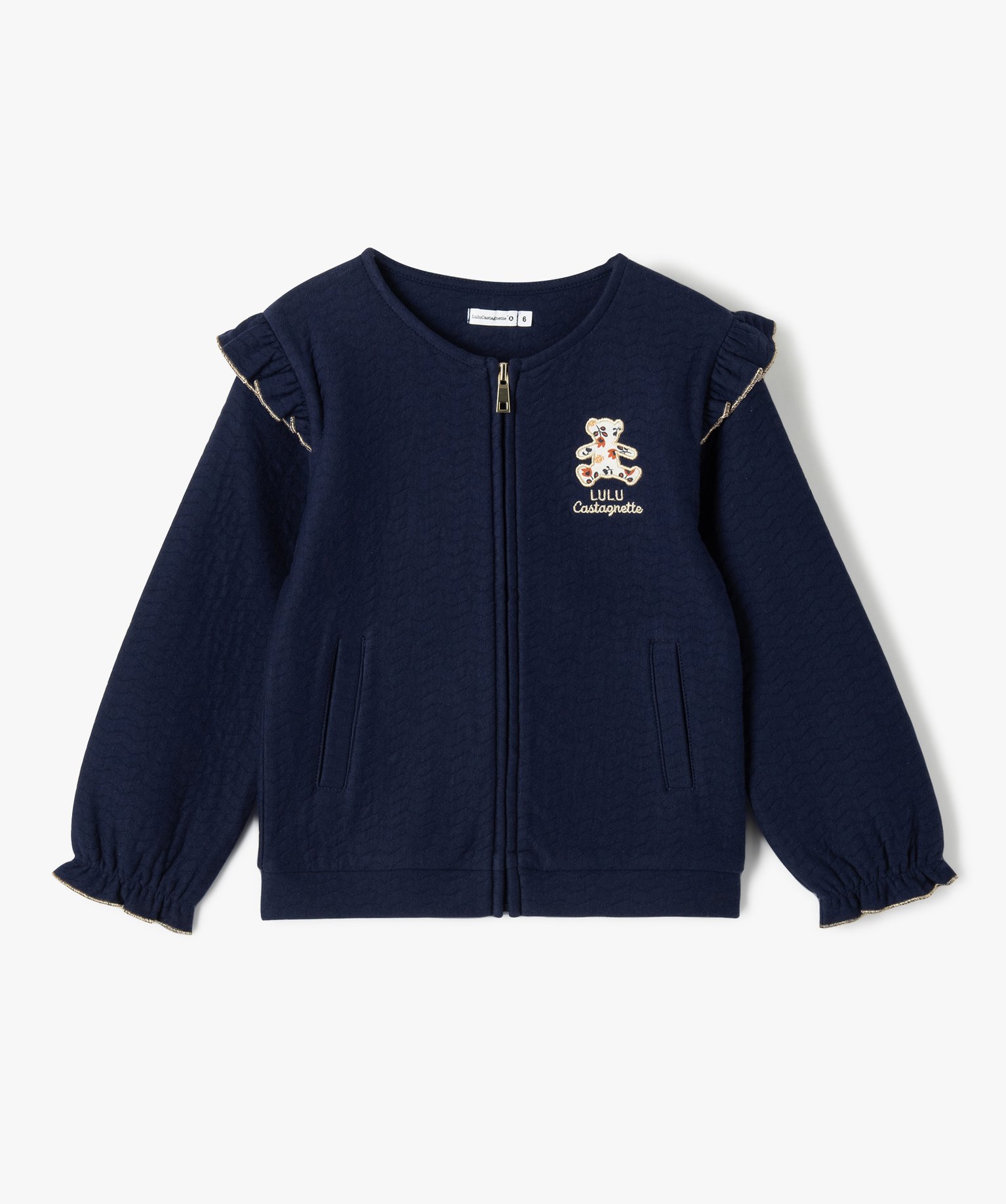 Sweat zippé matelassé avec détails pailletés fille - Lul... marine | GEMO