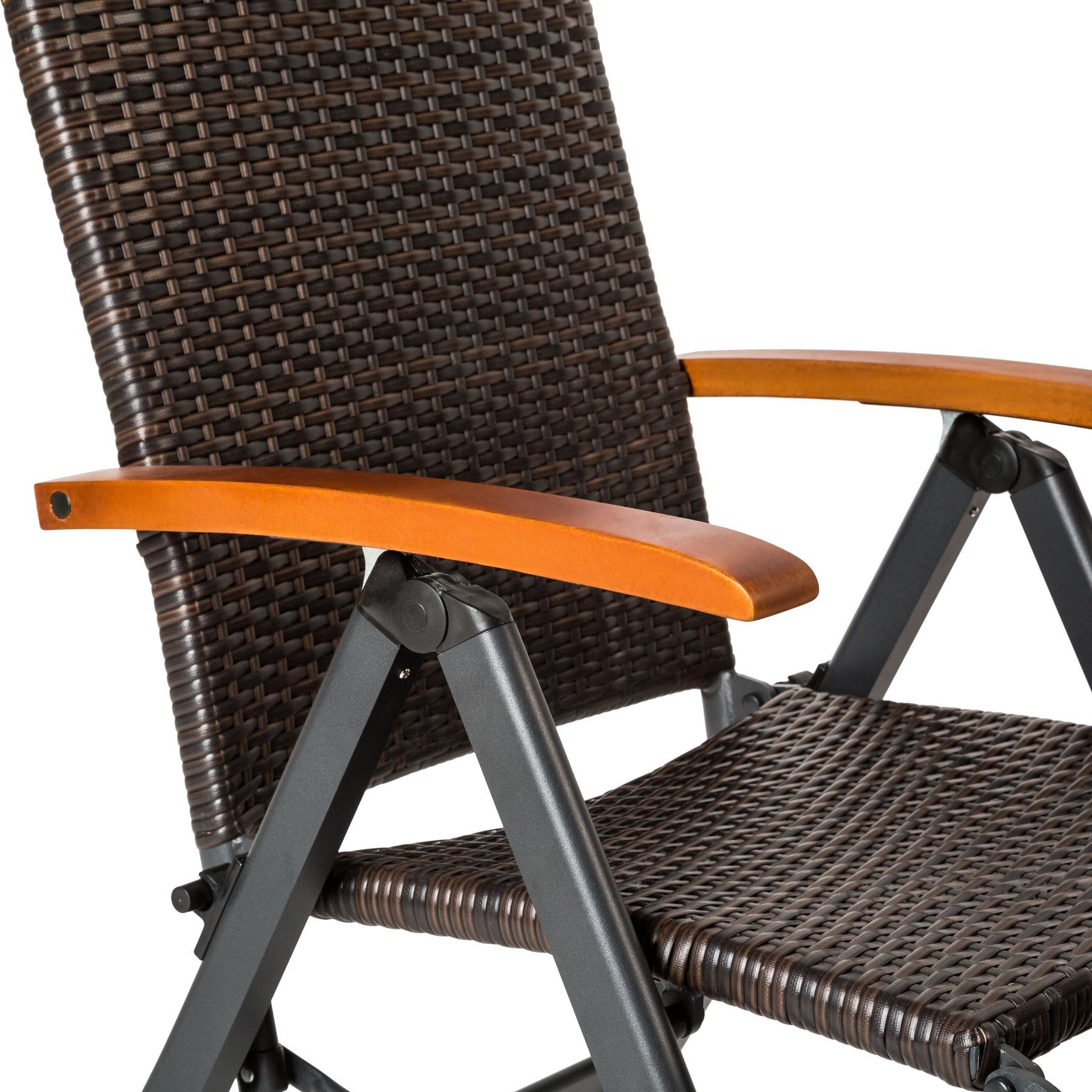 tectake Rattanstuhl Brisbane (1er, 1 St), Verstellbare Rückenlehne