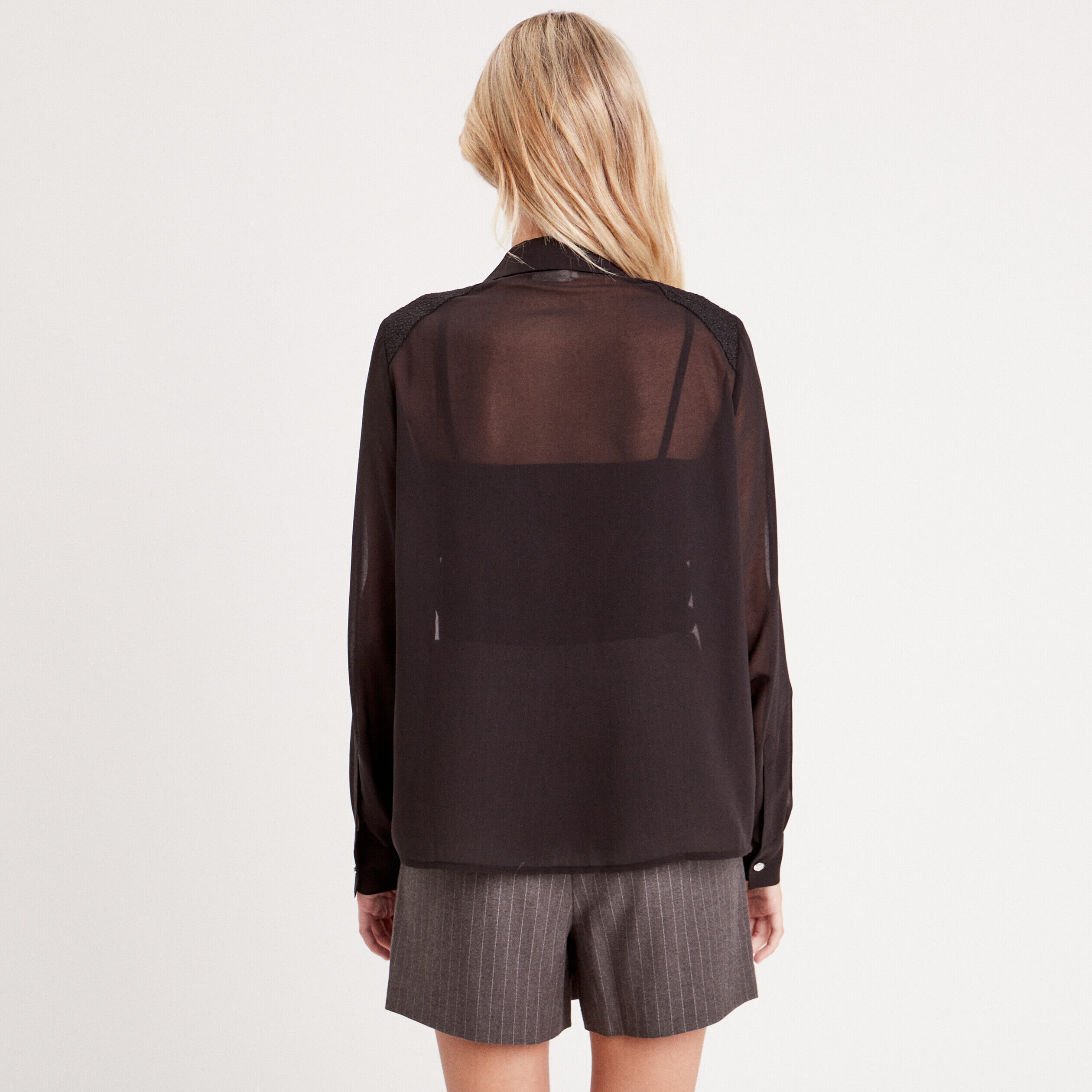 Chemise manches longues noir femme | Cache Cache