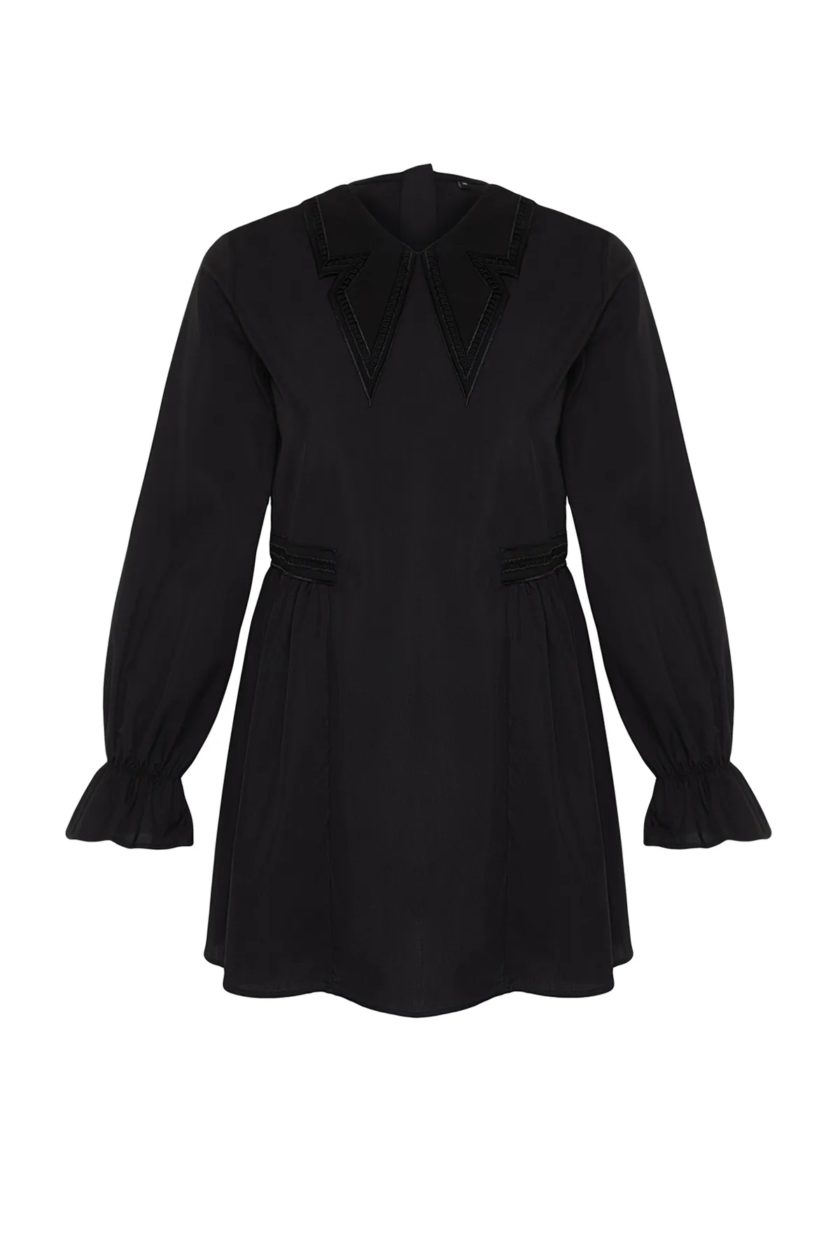 Trendyol Modest  Schwarze Tunika aus gewebter Baumwolle mit Kragendetail TCTSS24UK00001
