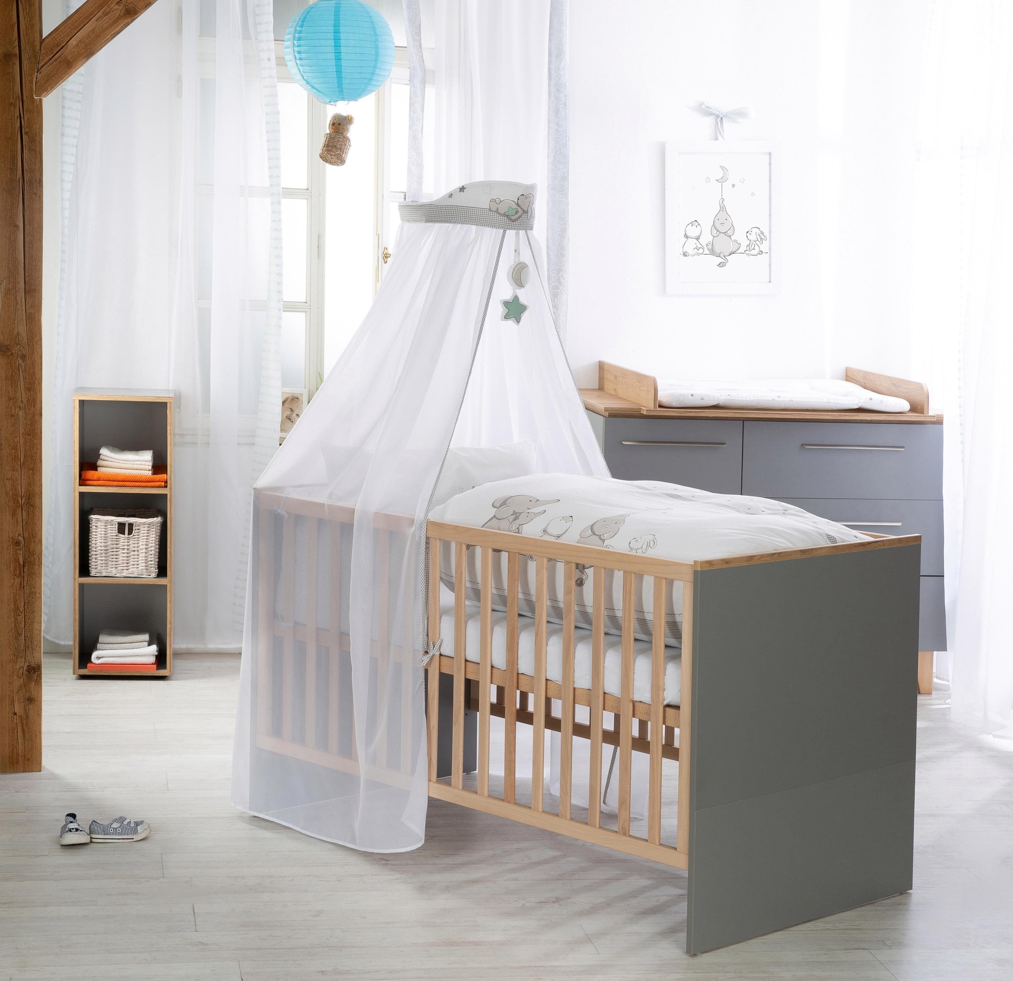 roba® Himmelbettgarnitur Sternenzauber, 4-tlg., mit Bettwäsche, Nestchen und Himmel