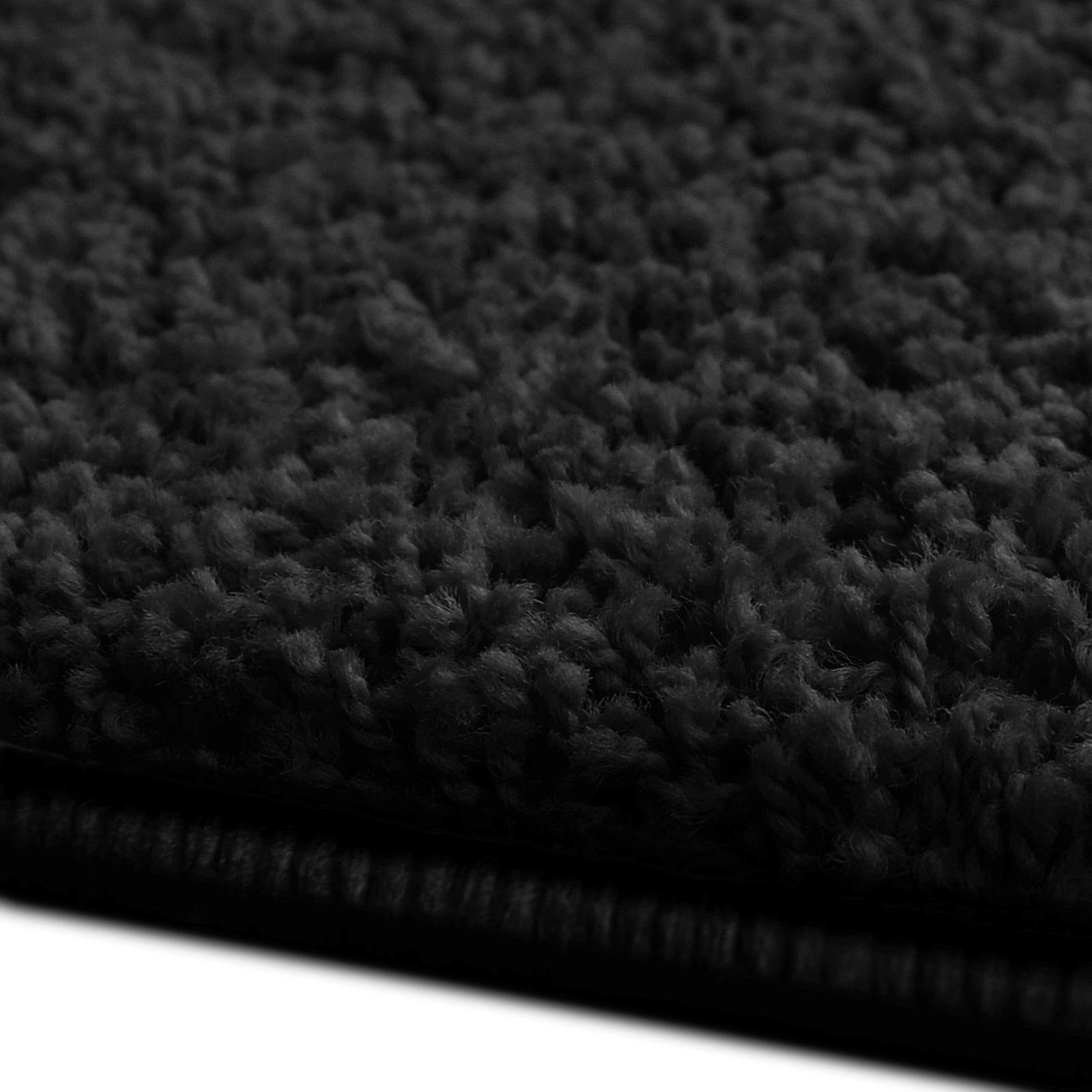 Hochflor-Bettumrandung Barcelona Schwarz, 3 Größen, Teppichläufer, ideal im Schlafzimmer Floordirekt, Höhe 22 mm, (3-tlg), Shaggy
