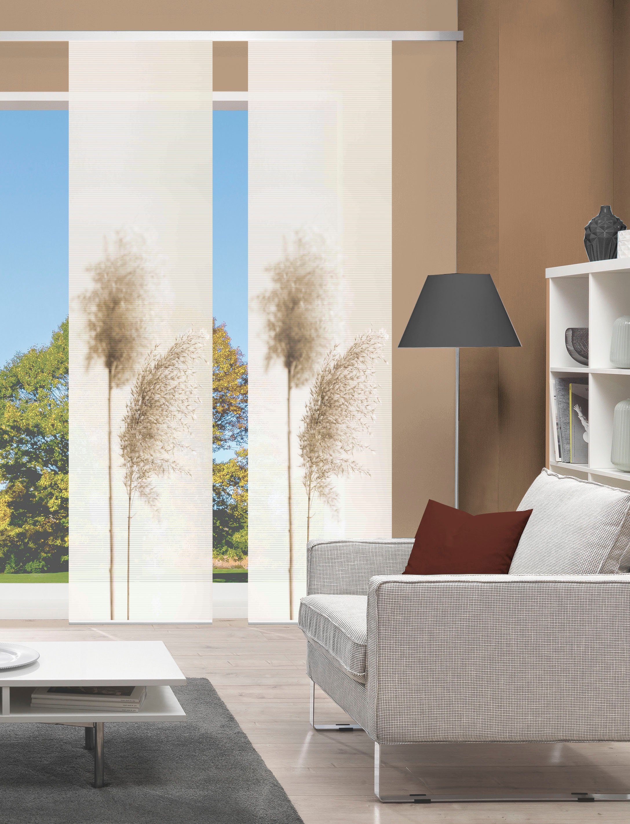 Schiebegardine IRLOS 2er SET, Vision S, Paneelwagen (2 St), halbtransparent, Schiebevorhang Digidruck 2er Set IRLOS