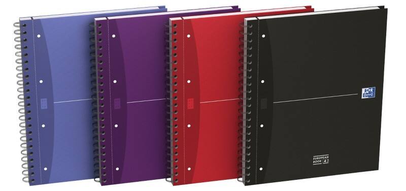 OXFORD Office Essentials Notizbuch DIN A4  Kariert Spiralbindung Pappe Farbig sortiert 240 Seiten 120 Blatt