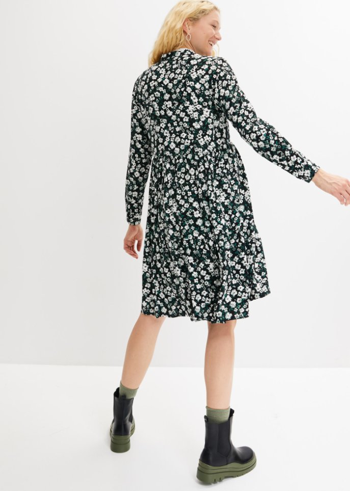 Blusenkleid mit Stehkragen aus Viskose