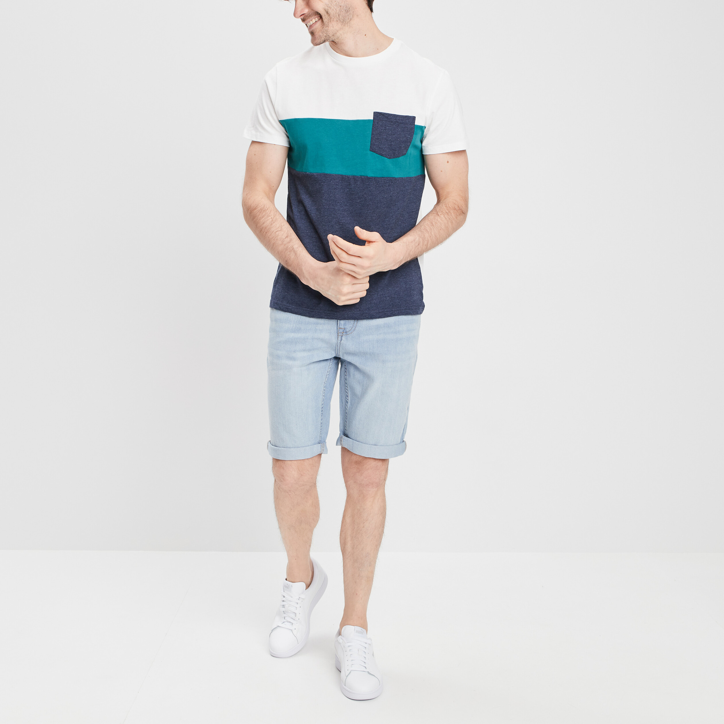 Bermuda regular en jean denim bleach homme | La Halle