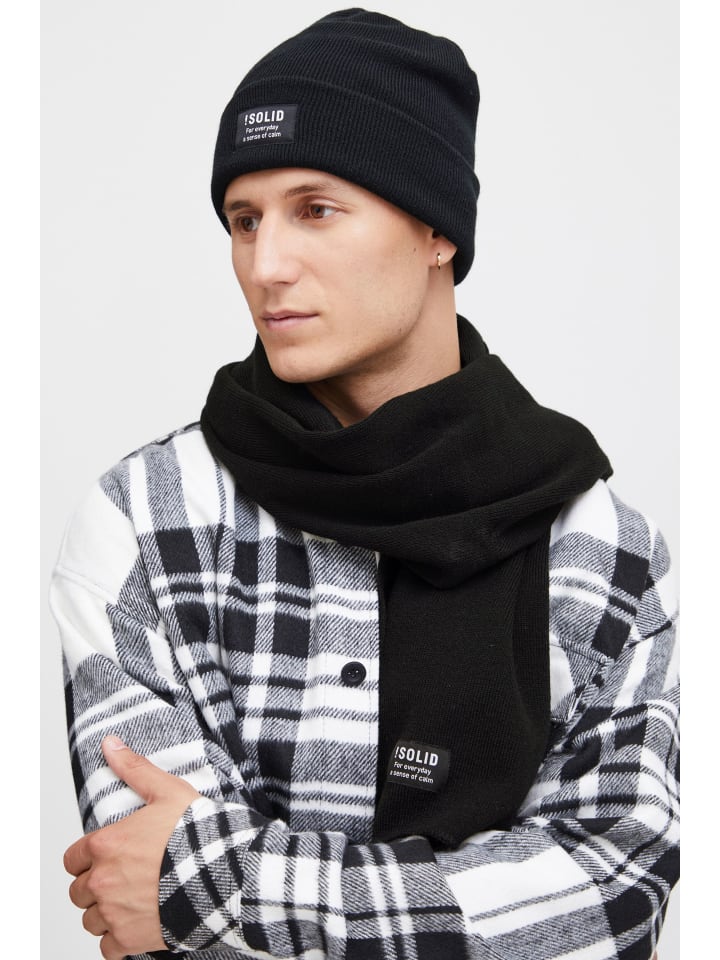 !SOLID Strickschal SDIrwon 21301128-ME Cooler Winterschal mit Logo-Patch in Schwarz günstig kaufen onesize