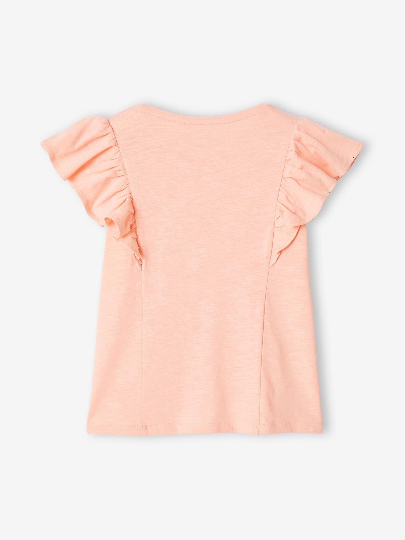 T-shirt à volants fille pêche