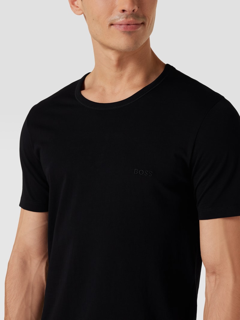T-Shirt mit Label-Stitching im 3er-Pack Modell 'Classic' in schwarz