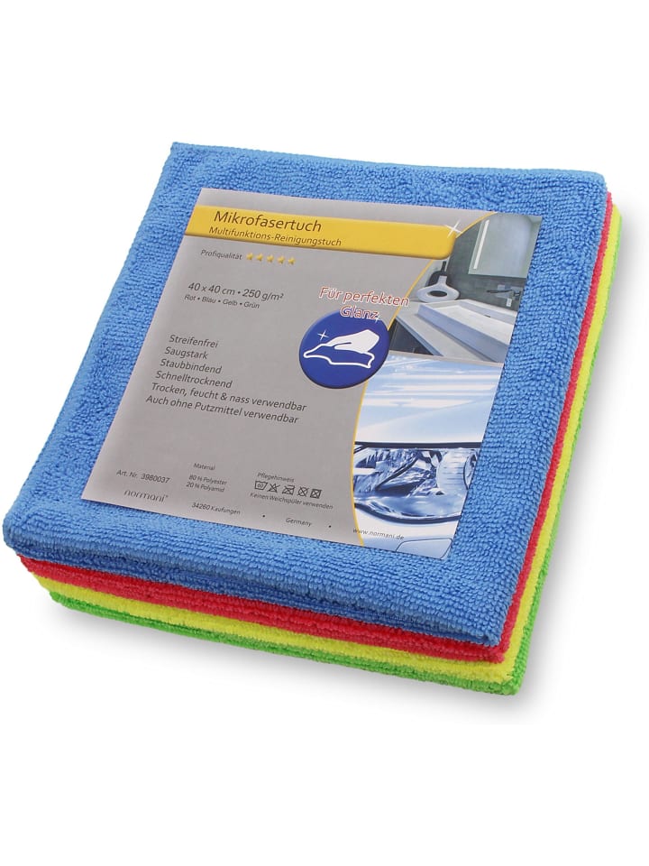 normani 16 Stück Mikrofasertuch Multifunktions-Reinigungstuch in Blau/Gelb/Grün/Rot günstig kaufen 40 x 40 cm