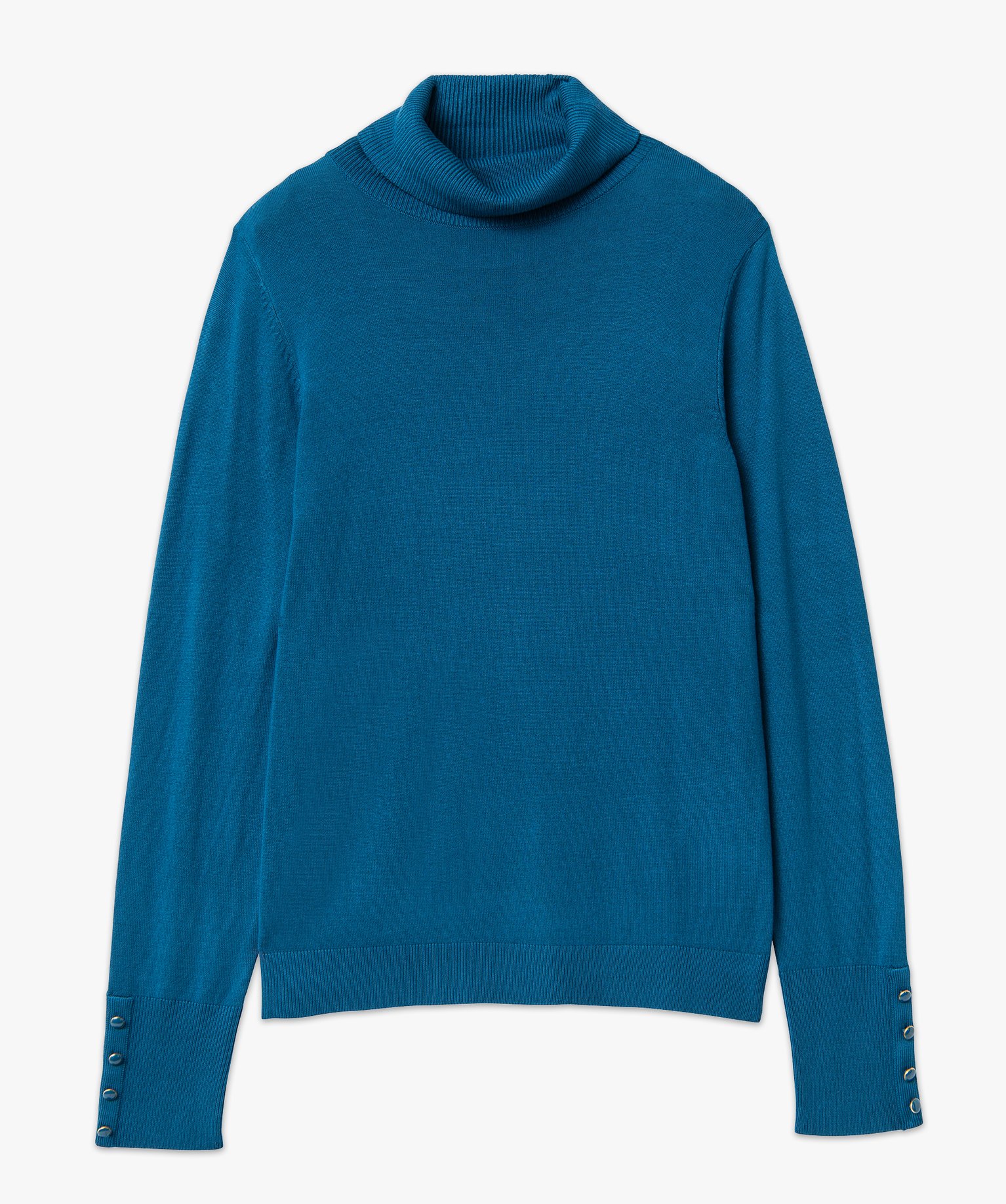 Pull à col roulé en maille fine femme bleu | GEMO
