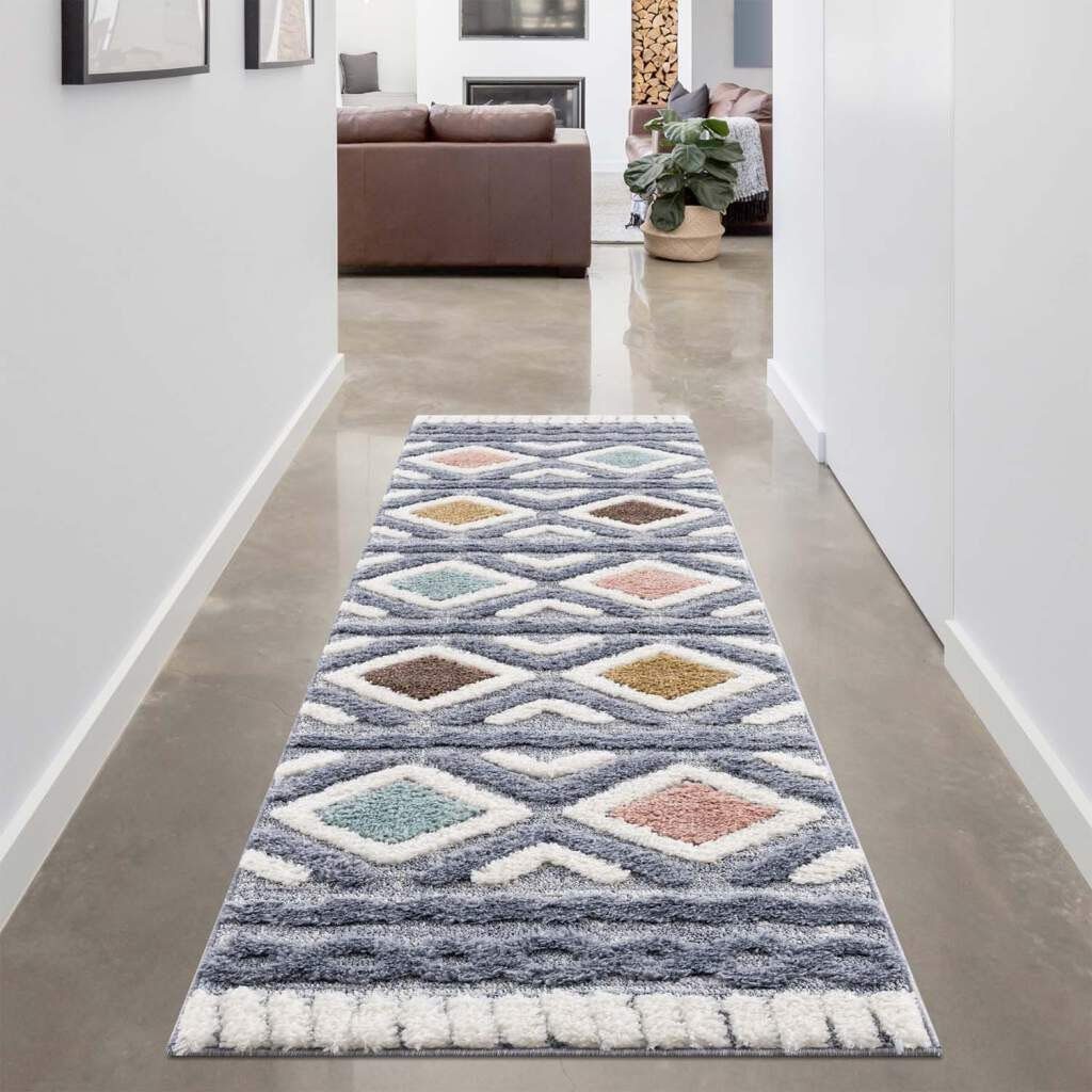 Hochflor-Läufer Focus 3382, Carpet City, rechteckig, Höhe: 20 mm, Boho-Teppich, besonders weich, Hoch Tief Struktur, Wohnzimmer