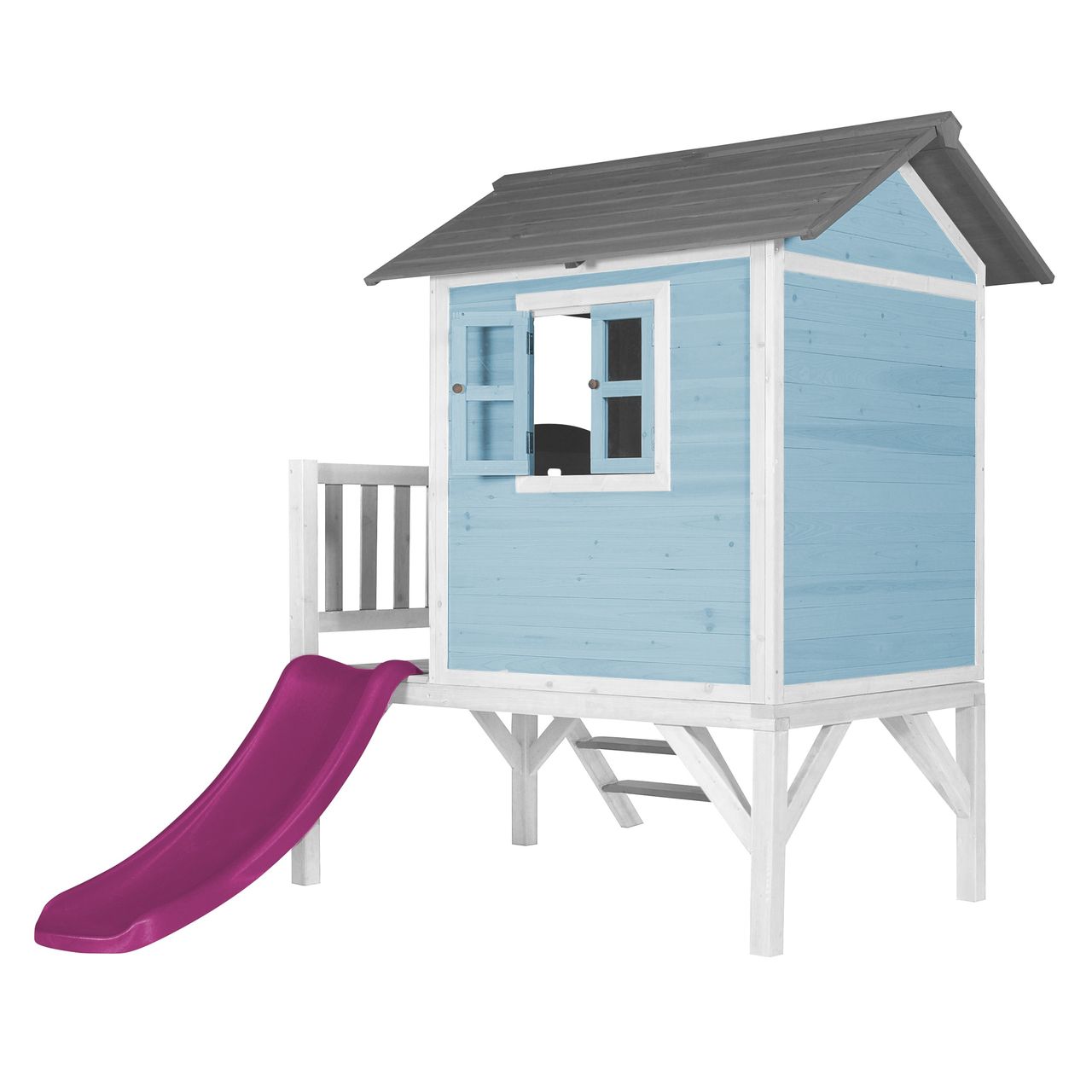 AXI Lodge XL Spielhaus Karibisches Blau - Lila Rutsche