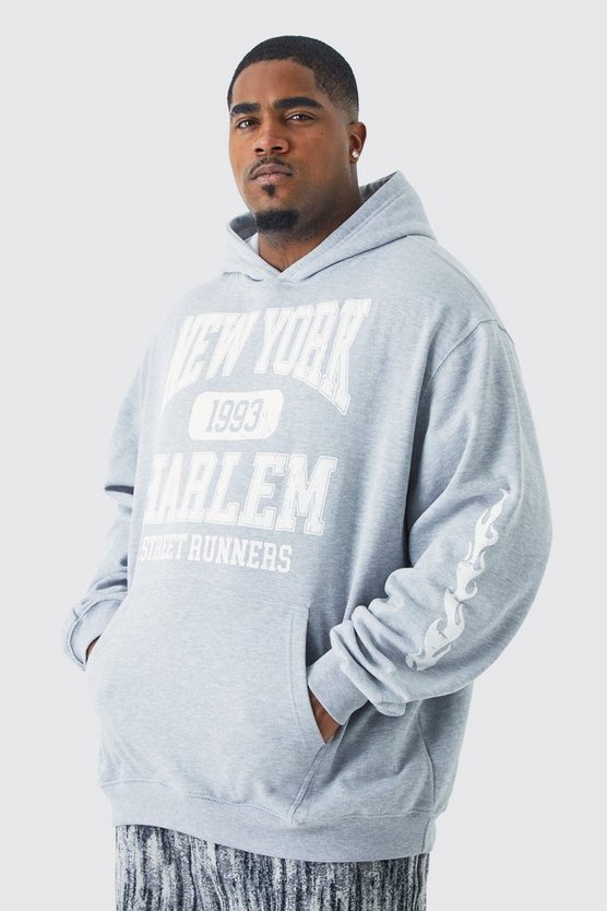 Plus Oversize Hoodie mit Flammen-Print
