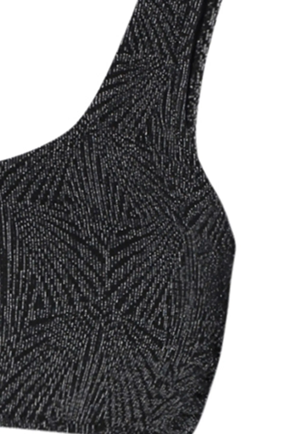 Trendyol Collection  Schwarzes One-Shoulder-Bikinioberteil mit Glitzer TBESS23BU00270