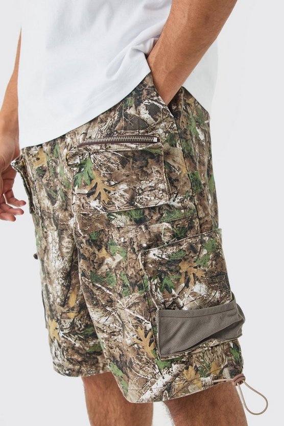 Camouflage Cargo-Shorts mit elastischem Bund