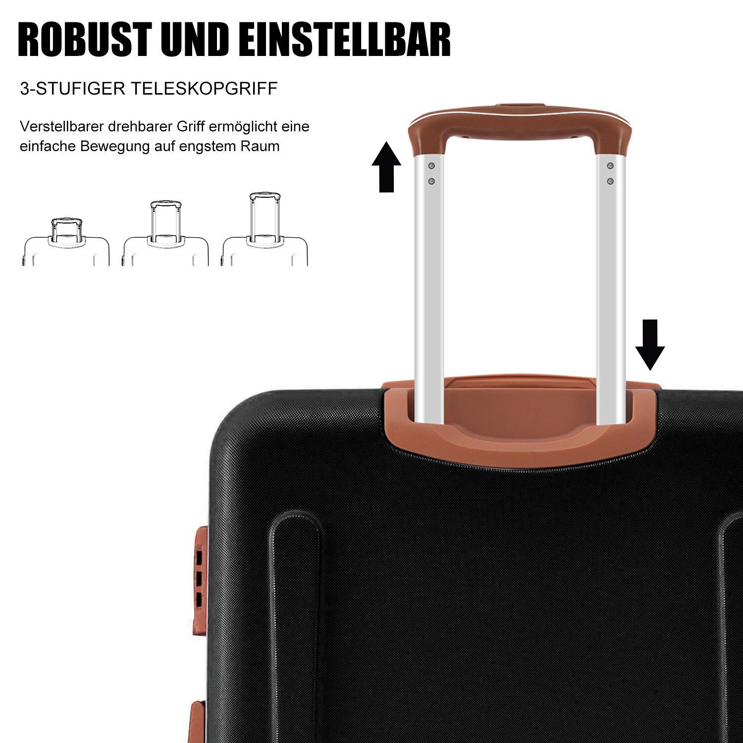 SEEZSSA Handgepäck-Trolley Hartschalen Koffer Trolley Rollkoffer Reisekoffer Leicht Handgepäck, Koffer mit TSA-Schloss Erweiterbar Teleskopgriff 77.5x50.5x30cm