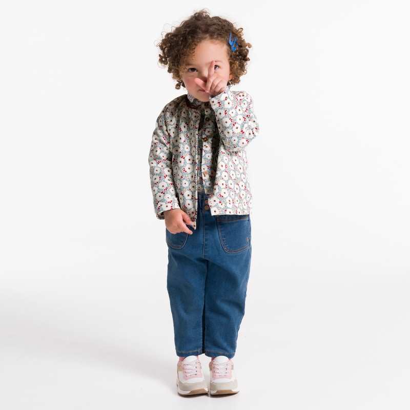 Gilet en molleton fleuri vert bébé fille