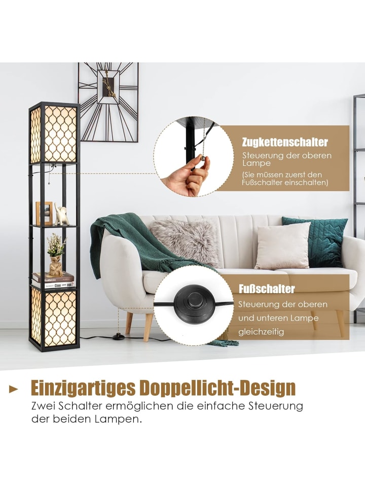 COSTWAY Stehleuchte Regal in Schwarz günstig kaufen 26 cm