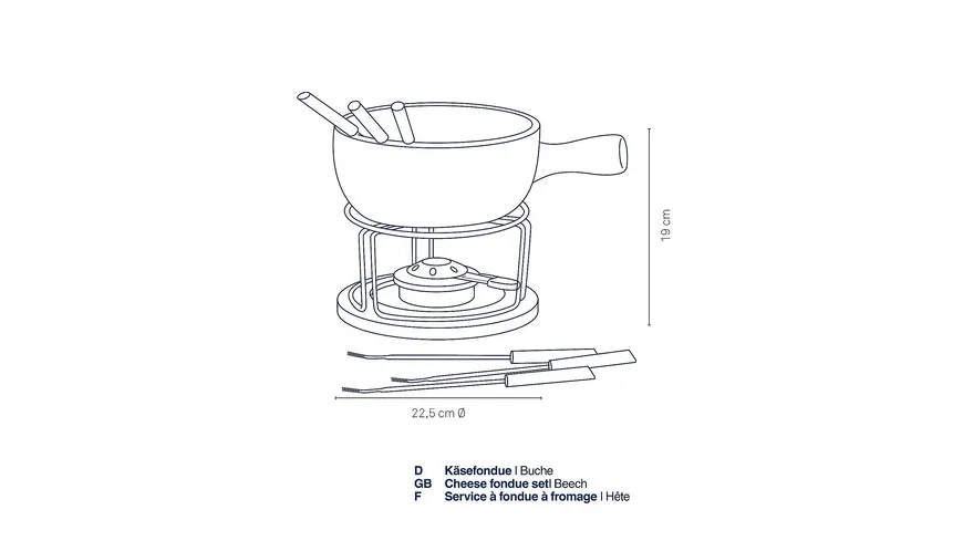 kela Käsefondue-Set Natura 10-tlg. schwarz