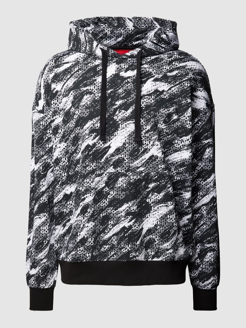 Hoodie mit Allover-Muster Modell 'Dednex' in schwarz